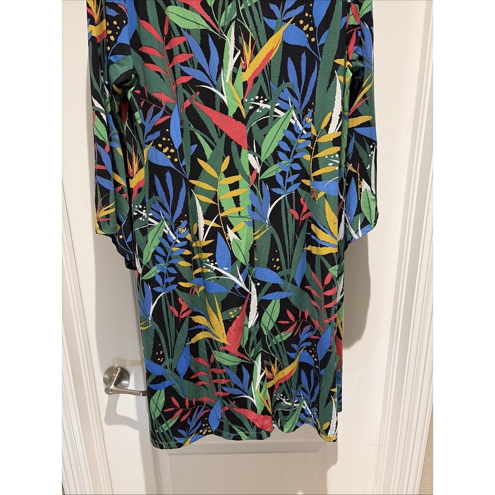 Bob Mackie Tropical Paradise Print Knit Dress Saddle Brown Size Large - Picture 7 of 10